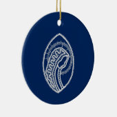 Gezegende Maagd Maria, witte kant, marineblauw Keramisch Ornament (Rechts)