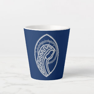 Gezegende Maagd Maria, witte kant, marineblauw Latte Mok