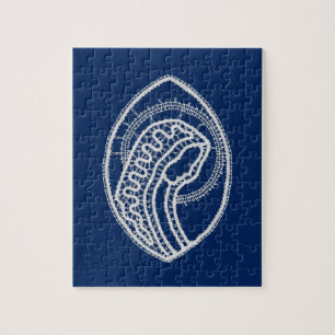 Gezegende Maagd Maria, witte kant, marineblauw Legpuzzel