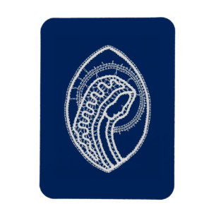 Gezegende Maagd Maria, witte kant, marineblauw Magneet