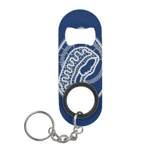 Gezegende Maagd Maria, witte kant, marineblauw Mini Flessenopener