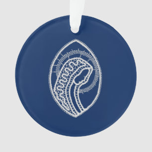 Gezegende Maagd Maria, witte kant, marineblauw Ornament