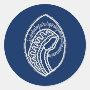 Gezegende Maagd Maria, witte kant, marineblauw Ronde Sticker