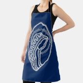 Gezegende Maagd Maria, witte kant, marineblauw Schort (Insitu)