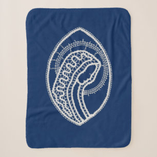 Gezegende Maagd Maria, witte kant, marineblauw Sherpa Deken