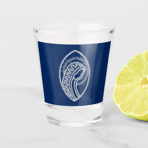 Gezegende Maagd Maria, witte kant, marineblauw Shot Glas