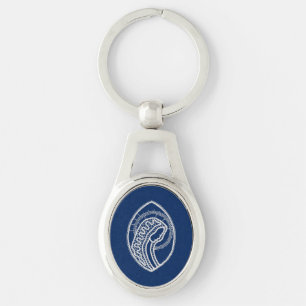 Gezegende Maagd Maria, witte kant, marineblauw Sleutelhanger