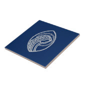 Gezegende Maagd Maria, witte kant, marineblauw Tegeltje (Zijkant)