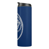 Gezegende Maagd Maria, witte kant, marineblauw Thermosbeker (Geroteerd rechts)