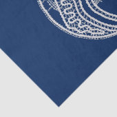 Gezegende Maagd Maria, witte kant, marineblauw Tissuepapier (Detail)