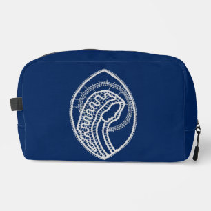 Gezegende Maagd Maria, witte kant, marineblauw Toilettasje