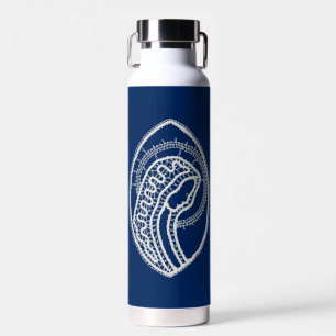 Gezegende Maagd Maria, witte kant, marineblauw Waterfles