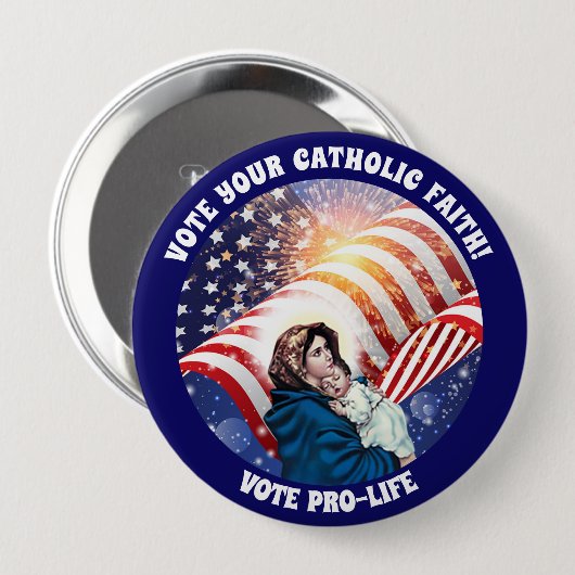 Gezegende Maagd Mary Baby Jesus American Flag Ronde Button 4,0 Cm (Voorkant /achterkant)
