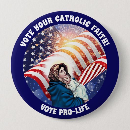 Gezegende Maagd Mary Baby Jesus American Flag Ronde Button 4,0 Cm (Voorkant)