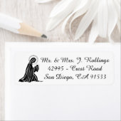 Gezegende Maagd Mary Baby Jesus Black White Etiket (Insitu)