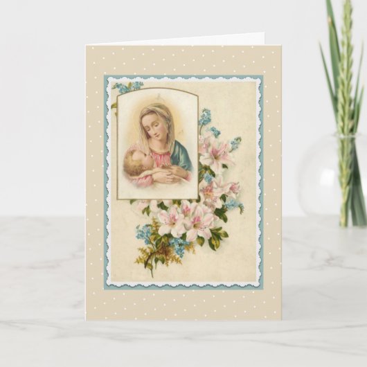 Gezegende Maagd Mary Baby Jesus  Flowers Kaart (Voorkant)