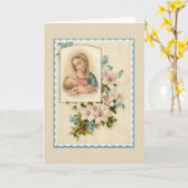 Gezegende Maagd Mary Baby Jesus  Flowers Kaart (Gele Bloem)