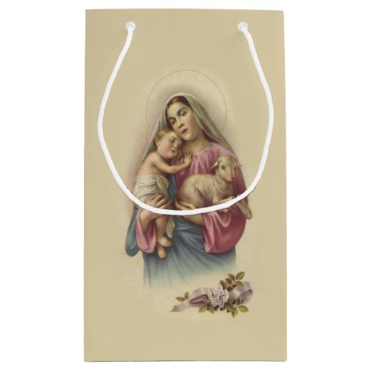 Gezegende Maagd Mary Baby Jesus Flowers Klein Cadeauzakje (Achterkant)