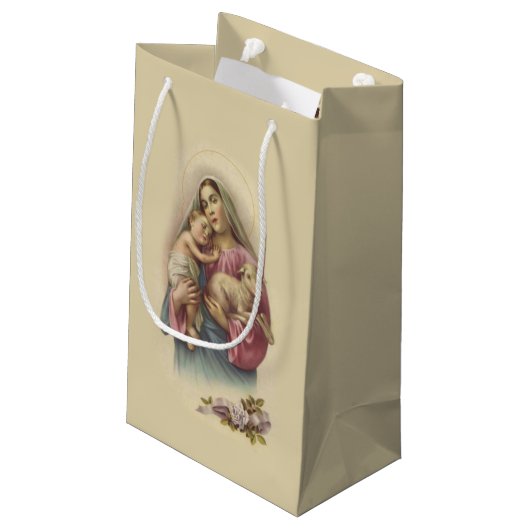 Gezegende Maagd Mary Baby Jesus Flowers Klein Cadeauzakje (Achterkant Gekanteld)