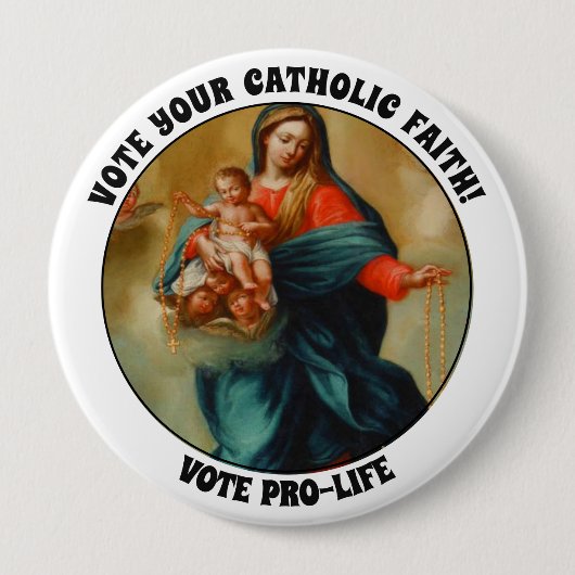 Gezegende Maagd Mary Baby Jesus Heilige Rosary Ronde Button 4,0 Cm (Voorkant)