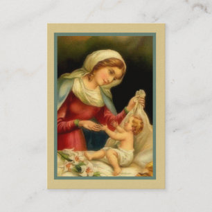 Gezegende maagd Mary Baby Jesus Memorare Prayer Visitekaartje