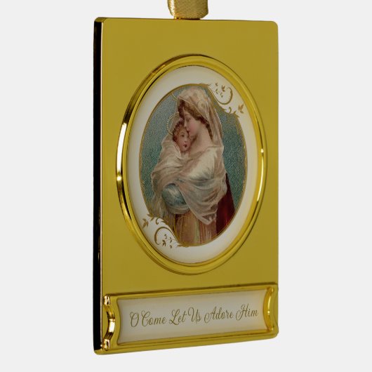 Gezegende Maagd Mary Baby Jesus Religieuze Kerstmi Verguld Banner Ornament (Rechts)