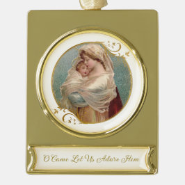 Gezegende Maagd Mary Baby Jesus Religieuze Kerstmi Verguld Banner Ornament
