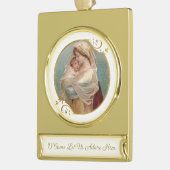 Gezegende Maagd Mary Baby Jesus Religieuze Kerstmi Verguld Banner Ornament (Links)