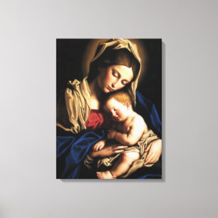 Gezegende Maagd Mary en Baby Child Jesus Canvas Afdruk