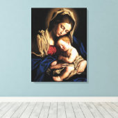 Gezegende Maagd Mary en Baby Child Jesus Canvas Afdruk (Insitu (Houten vloer))