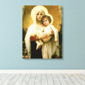 Gezegende Maagd Mary en Baby Child Jesus Canvas Afdruk (Insitu (Houten vloer))