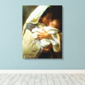 Gezegende Maagd Mary en Baby Child Jesus Canvas Afdruk (Insitu (Houten vloer))