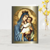 Gezegende Maagd Mary en Baby Child Jesus Kaart (Gele Bloem)