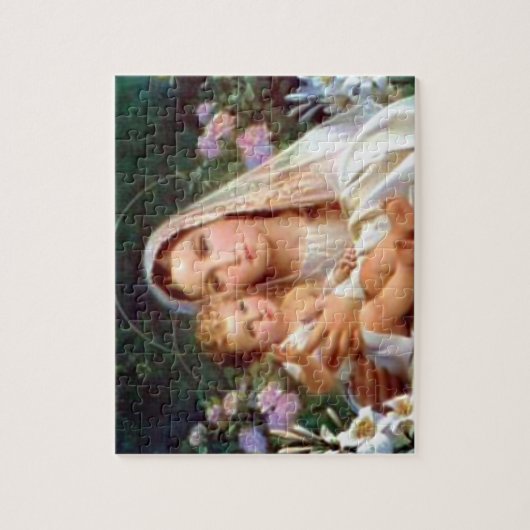 Gezegende Maagd Mary en Baby Child Jesus Legpuzzel (Verticaal)