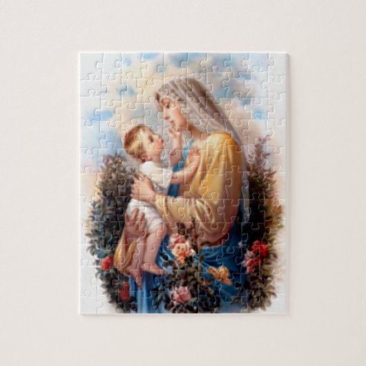 Gezegende Maagd Mary en Baby Child Jesus Legpuzzel (Verticaal)