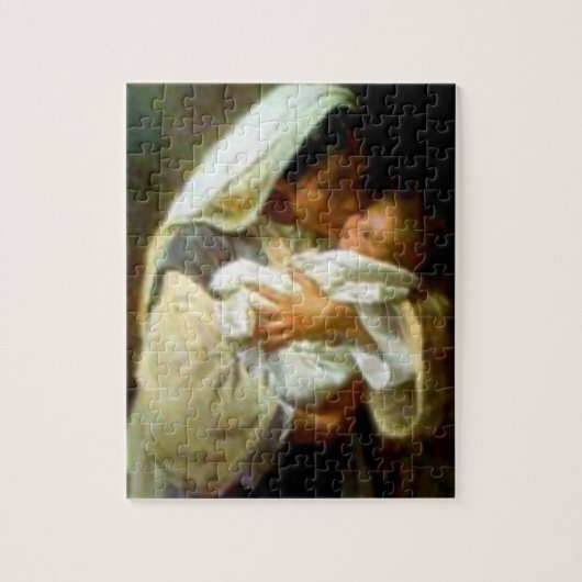 Gezegende Maagd Mary en Baby Child Jesus Legpuzzel (Verticaal)
