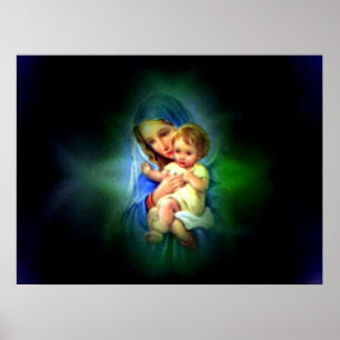 Gezegende Maagd Mary en Baby Child Jesus Poster