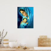 Gezegende Maagd Mary en Baby Child Jesus Poster (Keuken)