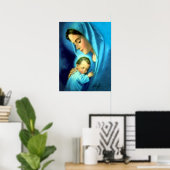 Gezegende Maagd Mary en Baby Child Jesus Poster (Thuiskantoor)