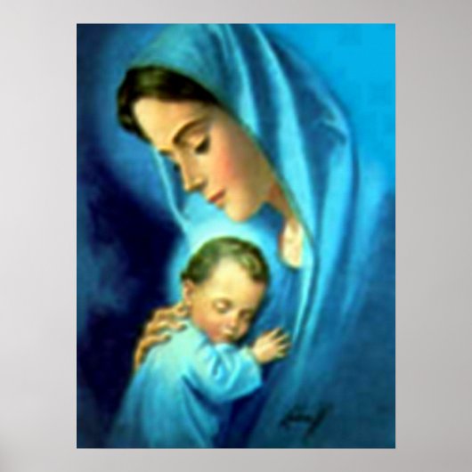 Gezegende Maagd Mary en Baby Child Jesus Poster (Voorkant)