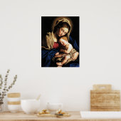 Gezegende Maagd Mary en Baby Child Jesus Poster (Keuken)