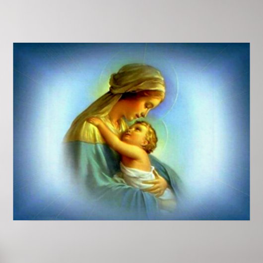 Gezegende Maagd Mary en Baby Child Jesus Poster (Voorkant)