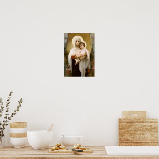 Gezegende Maagd Mary en Baby Child Jesus Poster (Keuken)