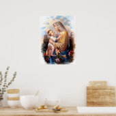 Gezegende Maagd Mary en Baby Child Jesus Poster (Keuken)