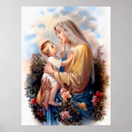 Gezegende Maagd Mary en Baby Child Jesus Poster (Voorkant)
