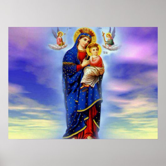 Gezegende Maagd Mary en Baby Child Jesus Poster (Voorkant)