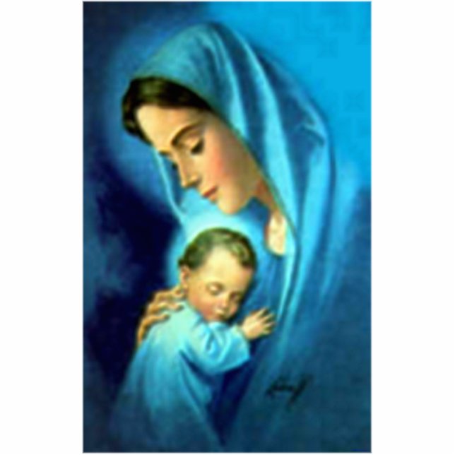 Gezegende Maagd Mary en Baby Child Jesus Staand Fotobeeldje (Voorkant)