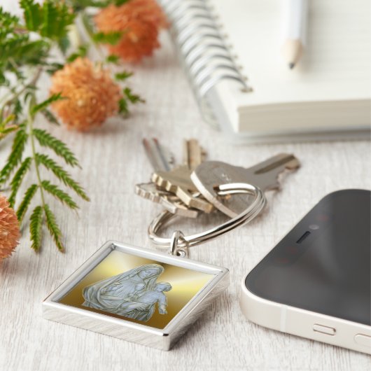 Gezegende Maagd Mary en Kind Jesus Sleutelhanger (Zijkant)