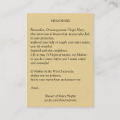 Gezegende maagd Mary Jesus Angels Memorare gebed Visitekaartje (Achterkant)