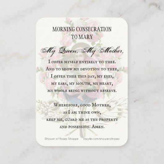 Gezegende Maagd Mary Jesus Katholieke Prayer Plaatskaartje (Achterkant)